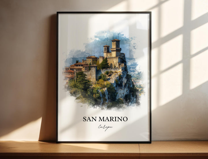 San Marino Wall Art, San Marino Print, San Marino Watercolor Art, San Marino Gift, Travel Print, Travel Poster, Housewarming Gift