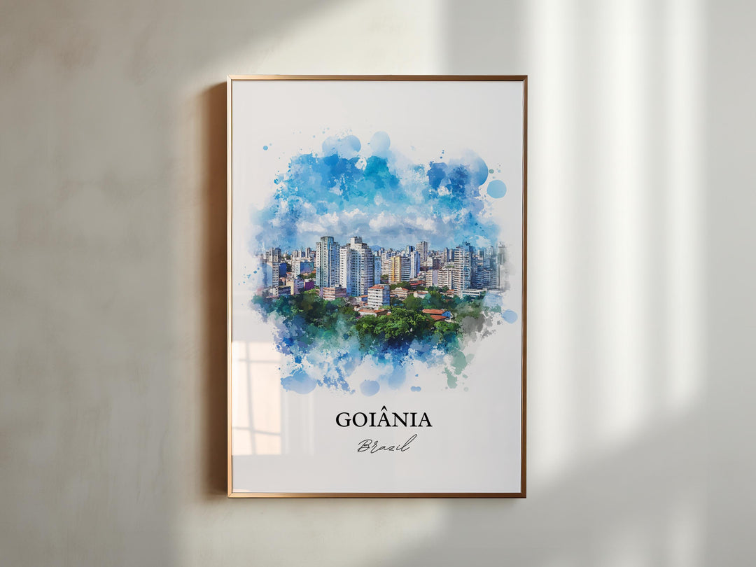 Goiânia Wall Art, Goiás State Print, Brazil Watercolor Art, Goiânia Brazil Gift, Travel Print, Travel Poster, Housewarming Gift