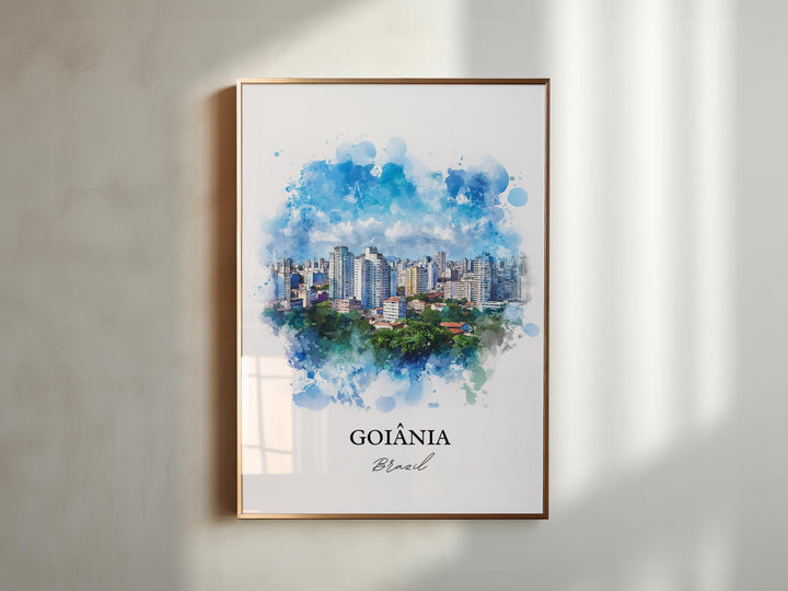Goiânia Wall Art, Goiás State Print, Brazil Watercolor Art, Goiânia Brazil Gift, Travel Print, Travel Poster, Housewarming Gift