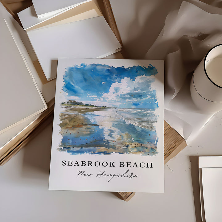 Seabrook Beach Art Print, New Hampshire Print, Rockingham NH Wall Art, Seabrook Gift,