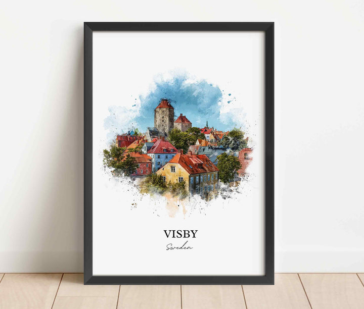 Visby, Sweden – Watercolor Art Print