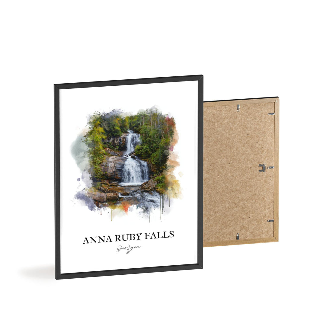 Anna Ruby Falls Art, Chattahoochee Print, Georgia Watercolor Art, Anna Ruby Falls Gift, Travel Print, Travel Poster, Housewarming Gift