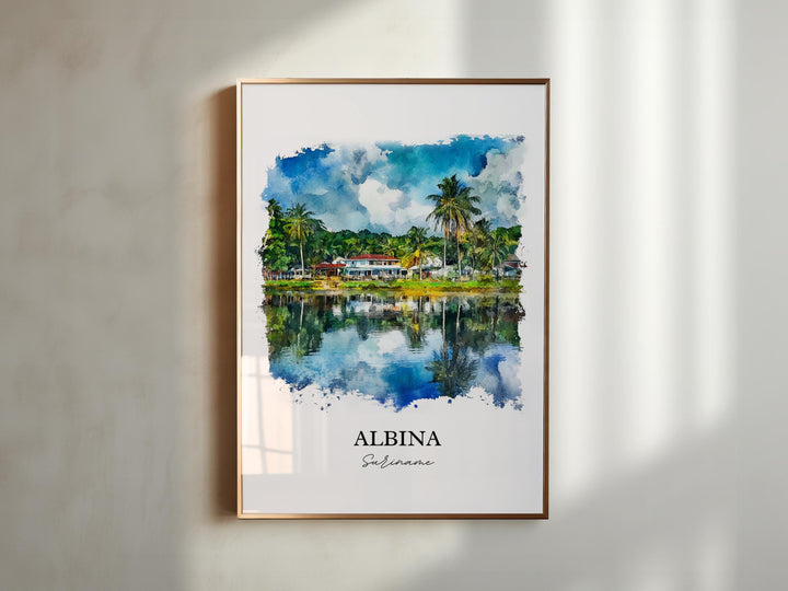 Albina Suriname Wall Art, Marowijne Print, Suriname Watercolor Art, Albina Suriname Gift, Travel Print, Travel Poster, Housewarming Gift