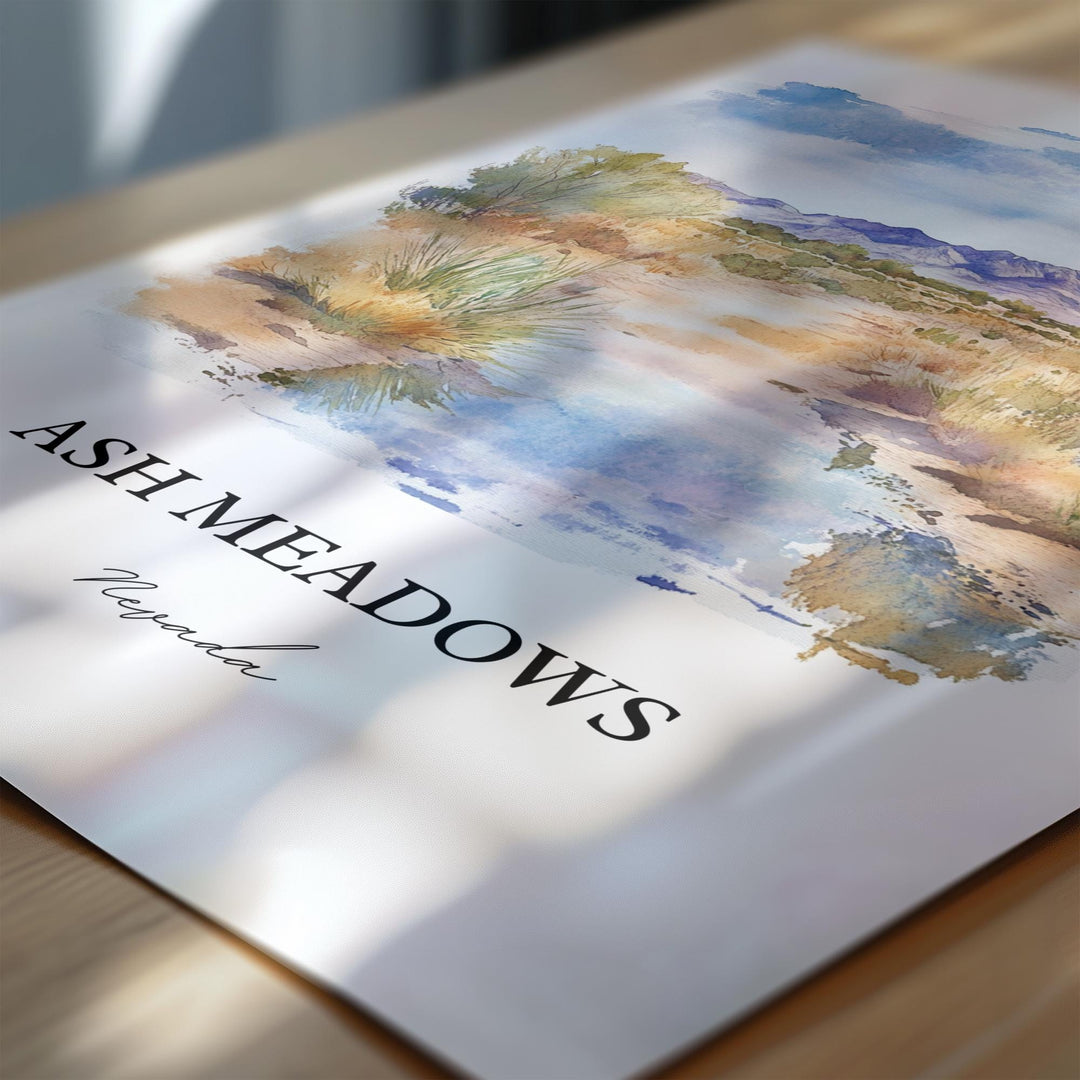 Ash Meadows NV Wall Art, Nye County Print, Nevada Watercolor Art, Ash Meadows Gift, Travel Print, Travel Poster, Housewarming Gift