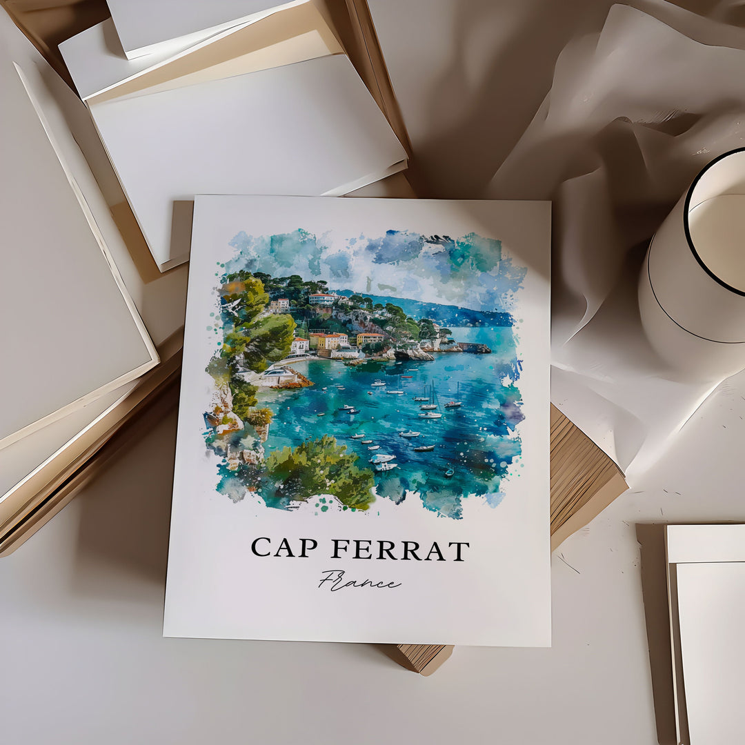 Saint-Jean-Cap-Ferrat Art, Cap Ferrat Print, French Riviera Watercolor, South of France Gift,