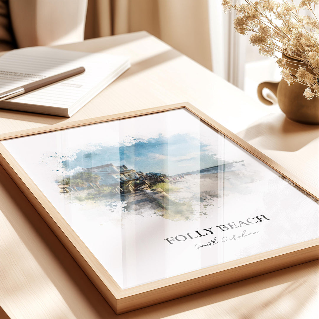 Folly Beach, SC – Watercolor Art Print