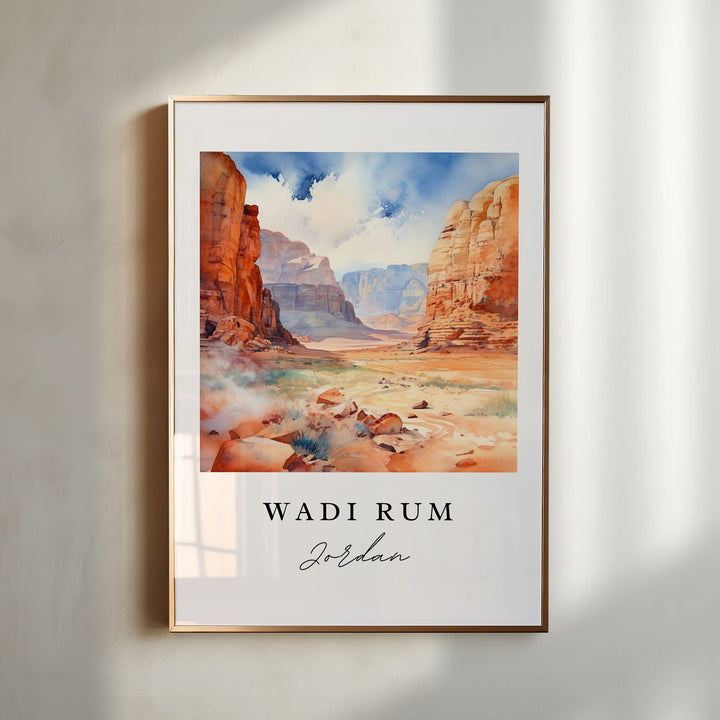 Wadi Rum wall art - Saudi Arabia, Wadi Rum poster print, Wadi Rum Wedding gift, Birthday present, Custom Text, Perfect Gift