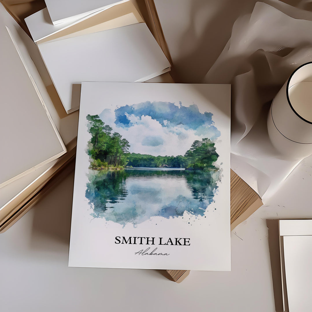 Smith Lake AL Wall Art, Haleyville Print, Alabama Watercolor Art, Smith Lake Alabama Gift, Travel Print, Travel Poster, Housewarming Gift