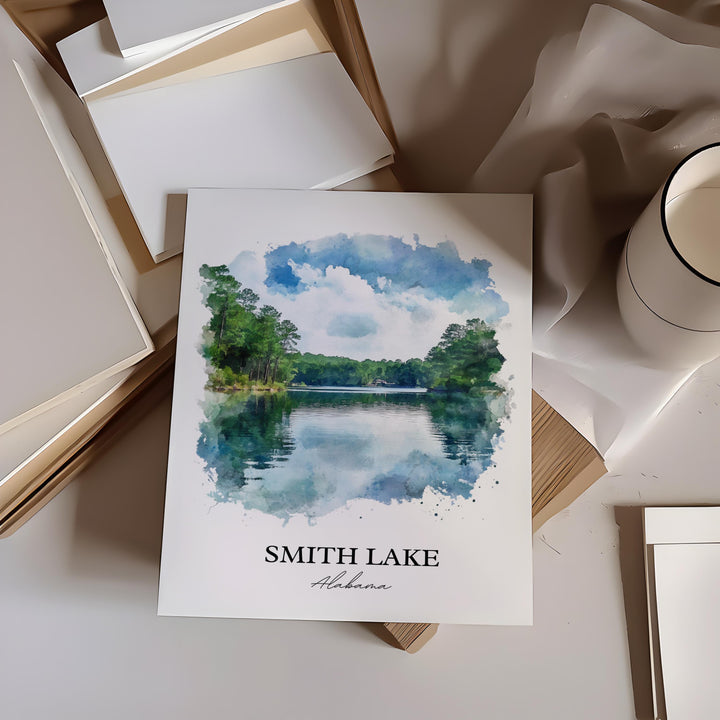 Smith Lake AL Wall Art, Haleyville Print, Alabama Watercolor Art, Smith Lake Alabama Gift, Travel Print, Travel Poster, Housewarming Gift