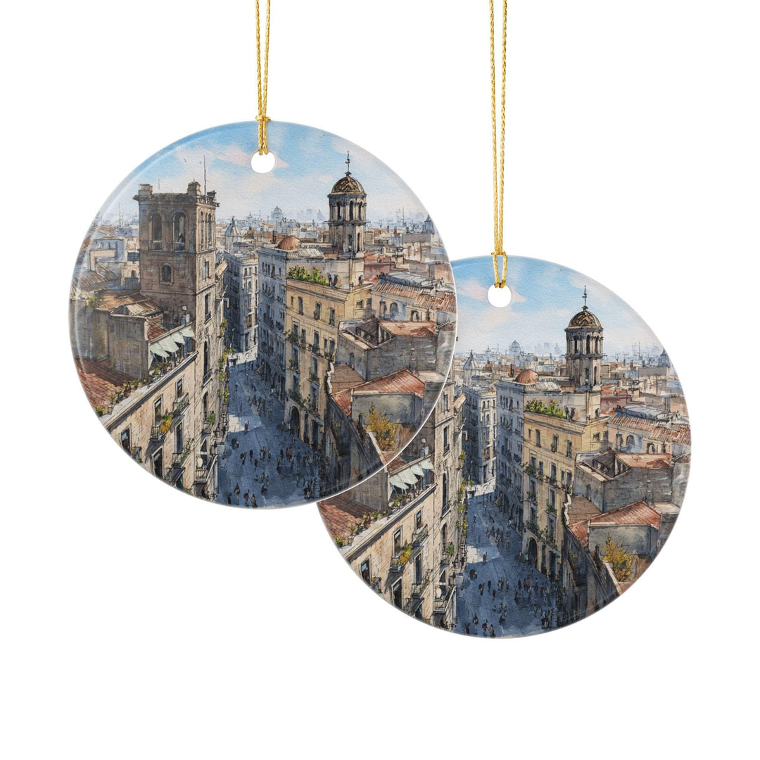 Barcelona Ornament: Unique Barcelona Souvenir, Barcelona Spain Xmas Decor, and Authentic Barcelona Skyline Gift