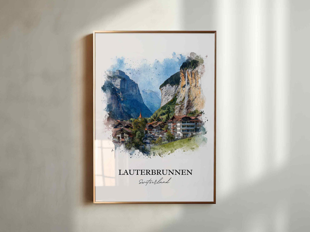 Lauterbrunnen, Switzerland – Watercolor Art Print