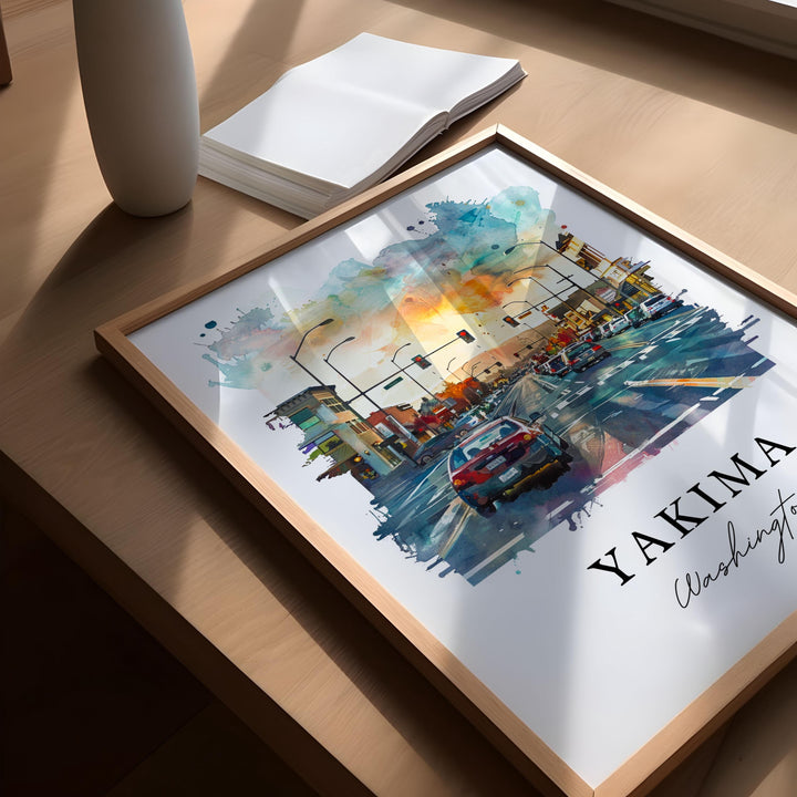 Yakima WA Wall Art, Yakima Print, Yakima Valley Watercolor Art, Yakima Washington Gift,