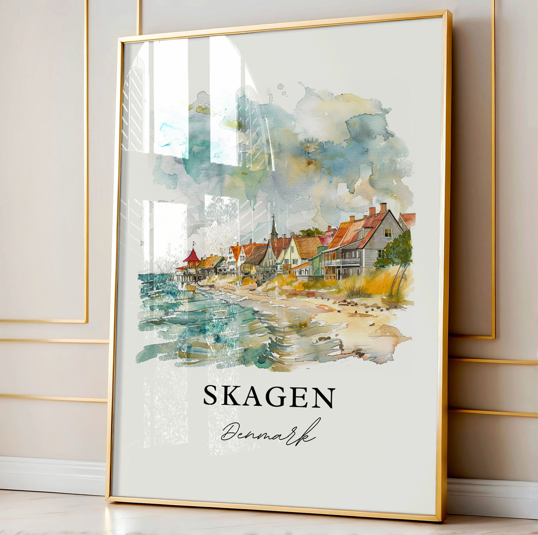 Skagen Denmark Wall Art, Skagen Vendsyssel Print, Skagen Watercolor, Skagen Denmark Gift,