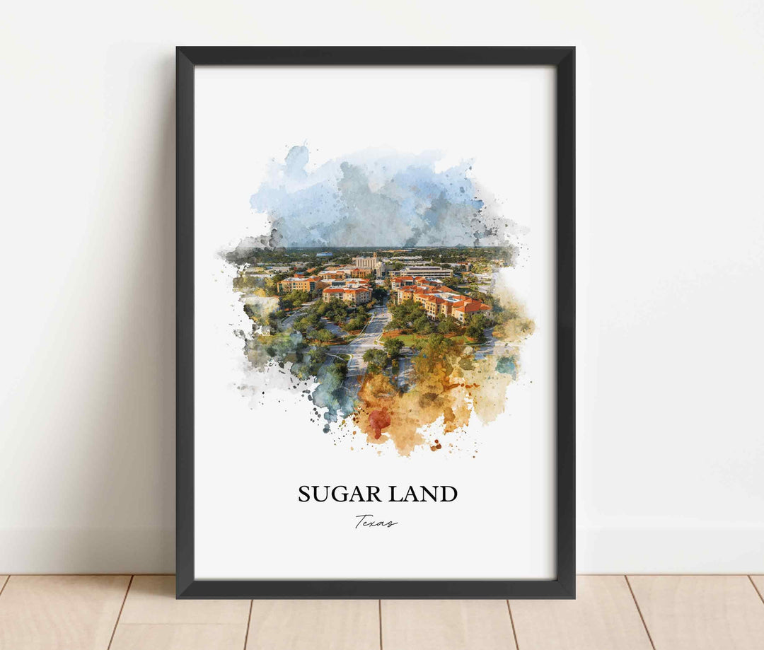 Sugar Land, Texas – Watercolor Art Print