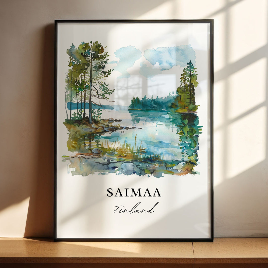 Saimaa Wall Art, Finland Print, Saimaa Watercolor, Saima Lake Finland Gift,