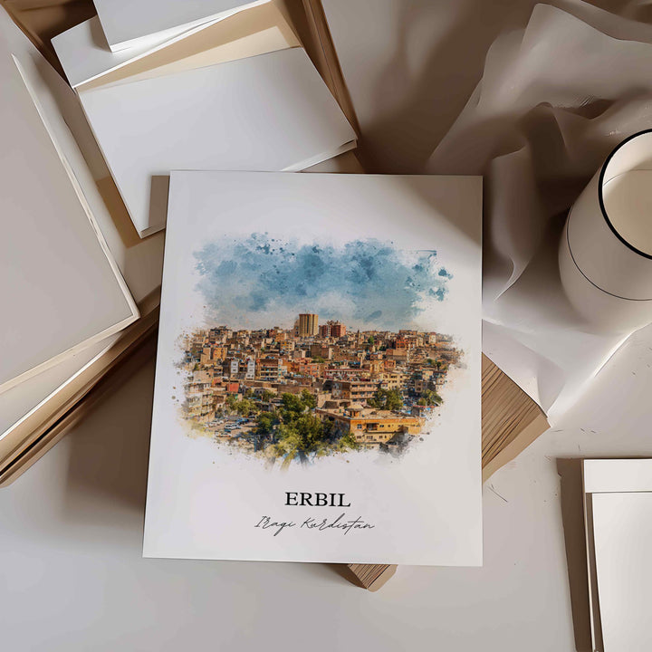 Erbil, Iraq – Watercolor Art Print