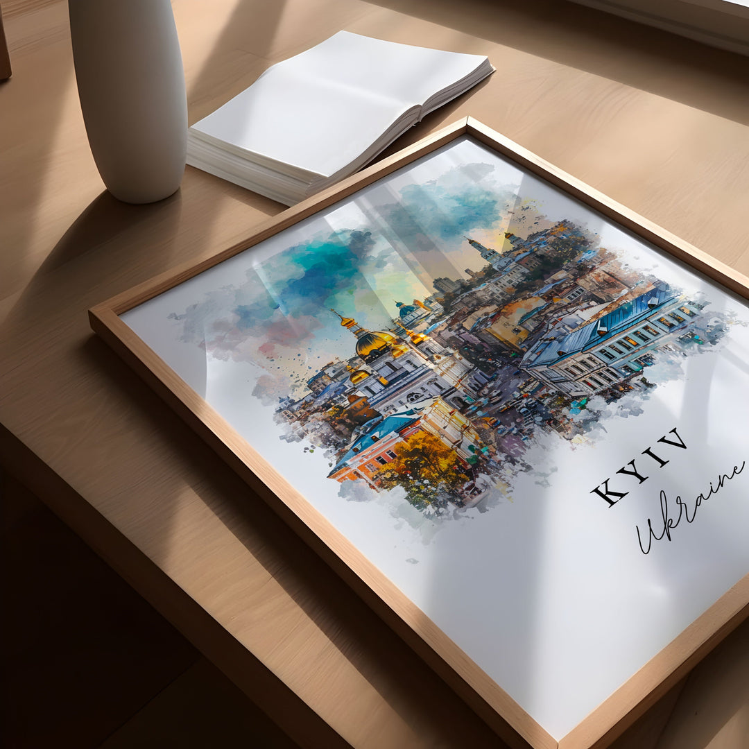 Kyiv Ukraine wall art - Kiev Ukraine, Kyiv print, Wedding gift, Kyiv Skyline Birthday present, Custom Text, Perfect Gift