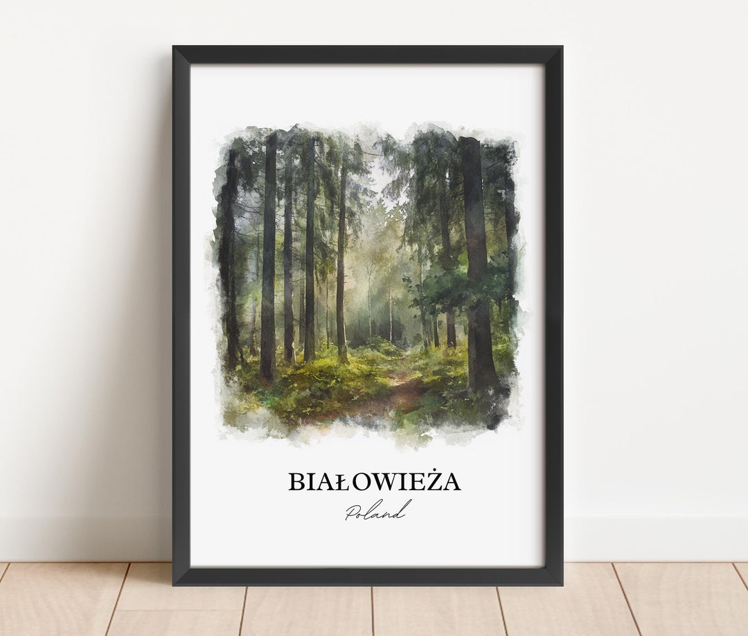 Bialowieza Wall Art, Bialowieza Podlaskie Print, Poland Watercolor Art, Poland Gift, Travel Print, Travel Poster, Housewarming Gift