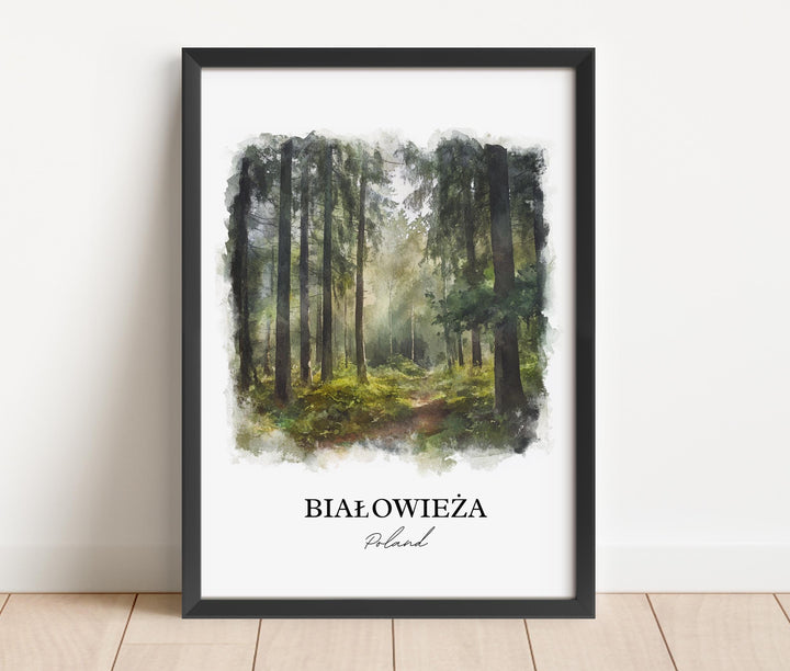 Bialowieza Wall Art, Bialowieza Podlaskie Print, Poland Watercolor Art, Poland Gift, Travel Print, Travel Poster, Housewarming Gift