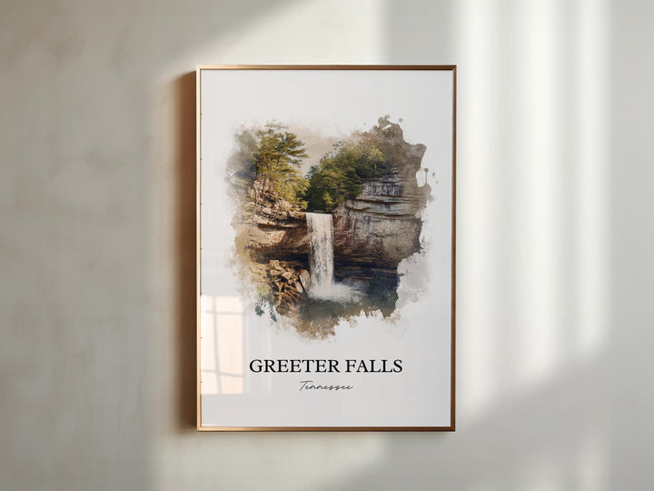 Greeter Falls Wall Art, Grundy County Print, Tennessee Watercolor Art, Greeter Falls TN Gift, Travel Print, Travel Poster, Housewarming Gift