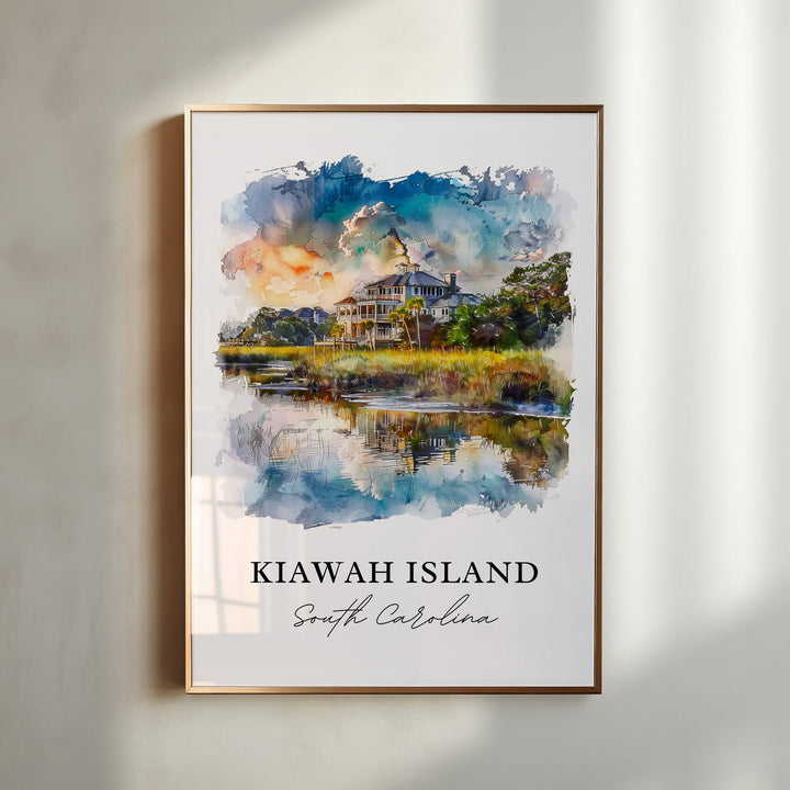 Kiawah Island Wall Art, Kiawah Island SC Print, Kiawah South Carolina Watercolor, Kiawah Island Gift, Travel Print, Housewarming Gift