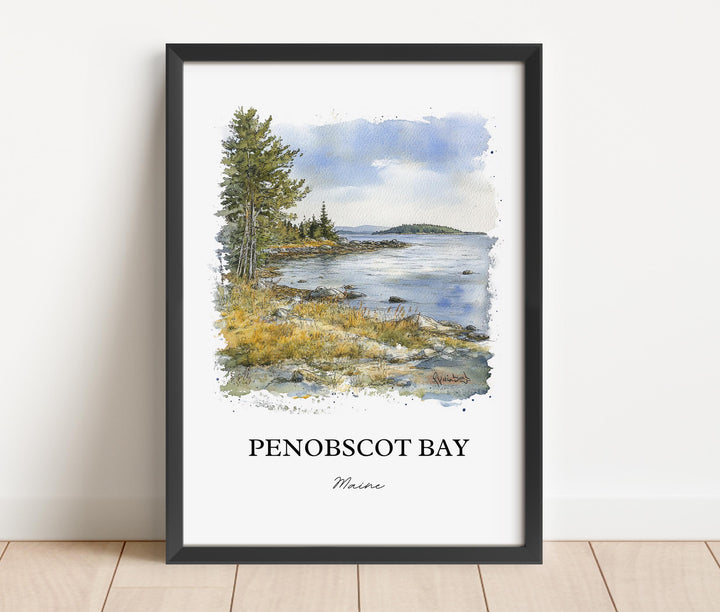 Penobscot Bay Wall Art, Belfast Maine Print, Maine Watercolor Art, Penobscot Bay Gift, Travel Print, Travel Poster, Housewarming Gift