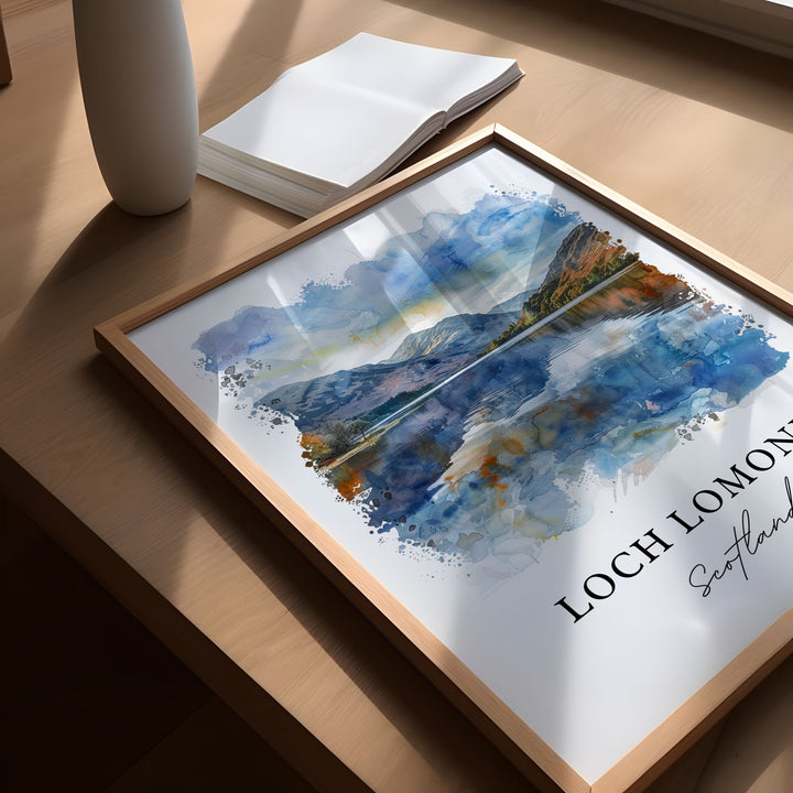 Loch Lomond Wall Art, Loch Lomond Print, Loch Lomond Watercolor, Loch Lake Scotland Gift, Travel Poster, Housewarming Gift