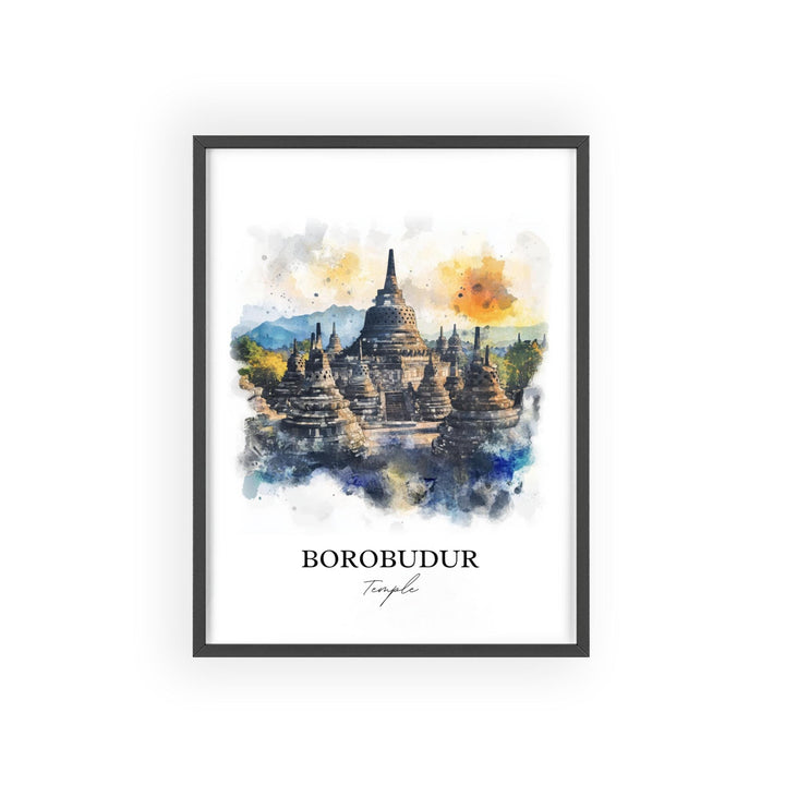 Borobudur Temple, Indonesia – Watercolor Art Print