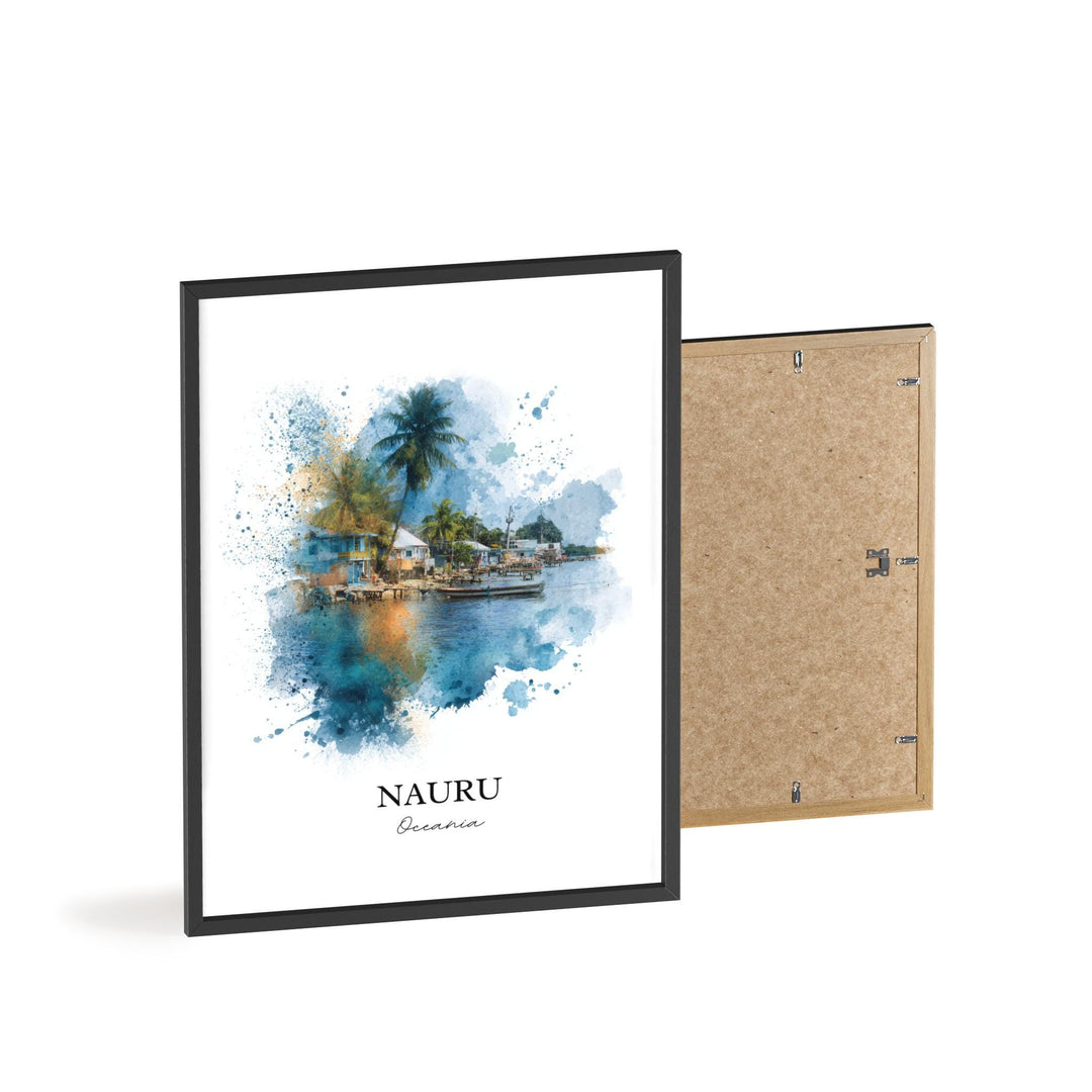 Nauru Wall Art, Nauru Print, Nauru Island Watercolor Art, Nauru Gift, Travel Print, Travel Poster, Housewarming Gift