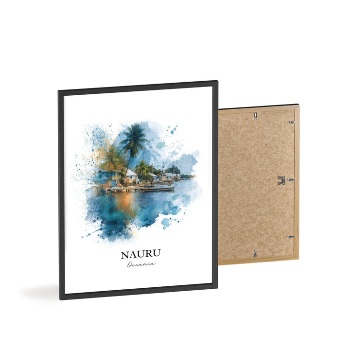 Nauru Wall Art, Nauru Print, Nauru Island Watercolor Art, Nauru Gift, Travel Print, Travel Poster, Housewarming Gift