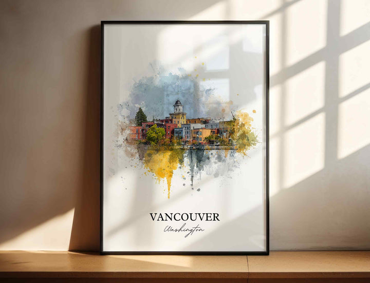 Vancouver, Washington Wall Art, Vancouver Print, Washington Watercolor Art, Clark County WA Gift, Travel Print, Travel Poster, Housewarming Gift