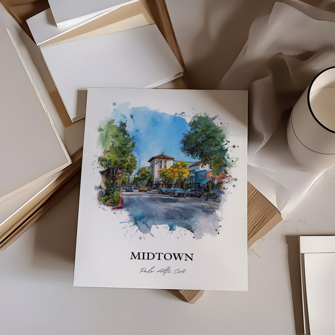 Palo Alto, California – Watercolor Art Print