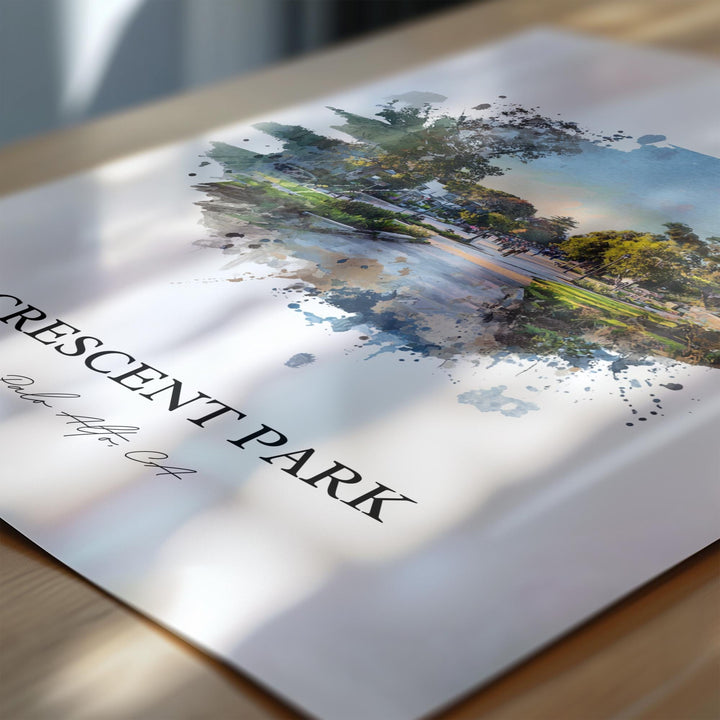 Crescent Park, California – Watercolor Art Print