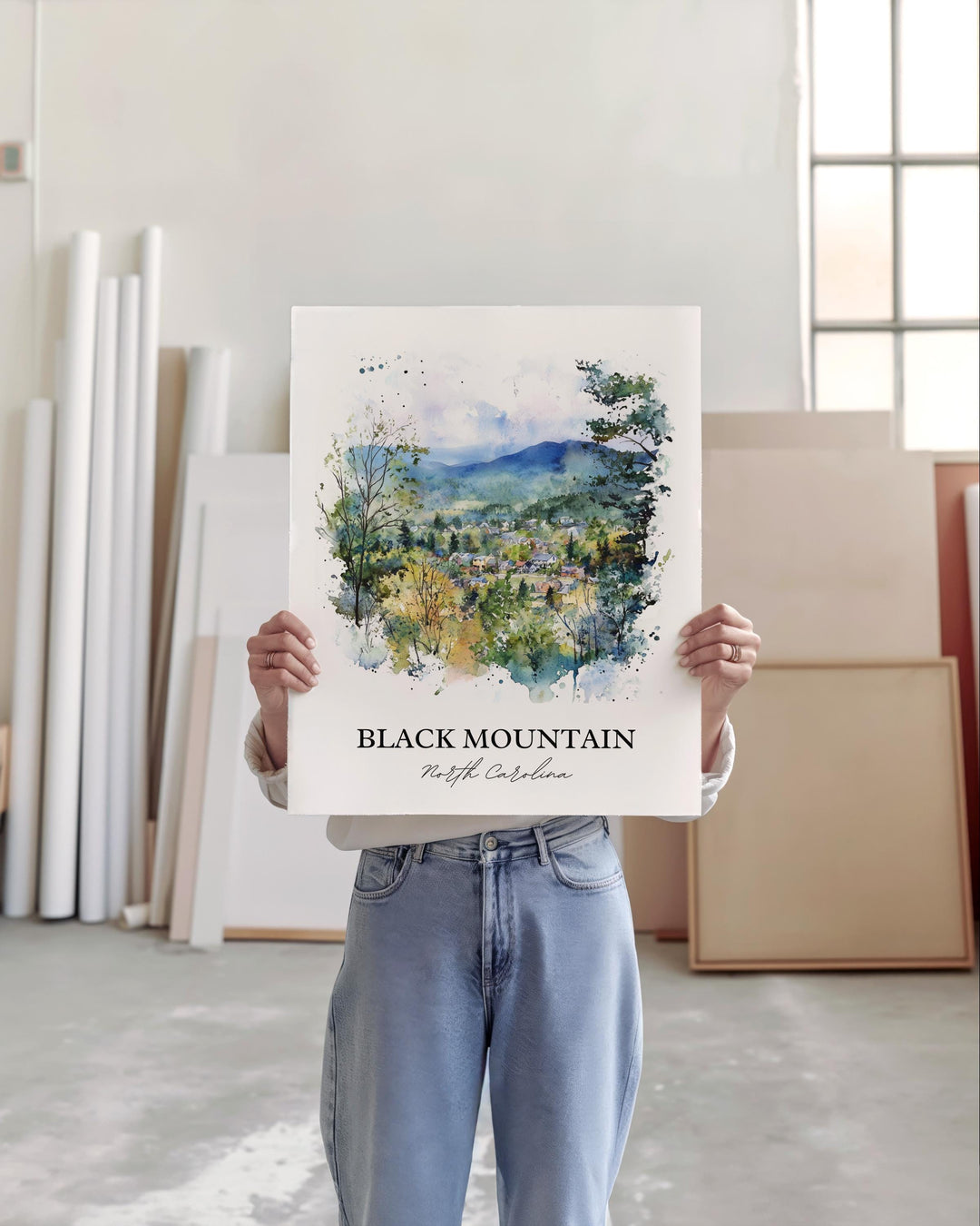 Black Mountain NC Wall Art, Buncombe County Print, Asheville Watercolor, Black Mountain Gift, Travel Print, Travel Poster, Housewarming Gift