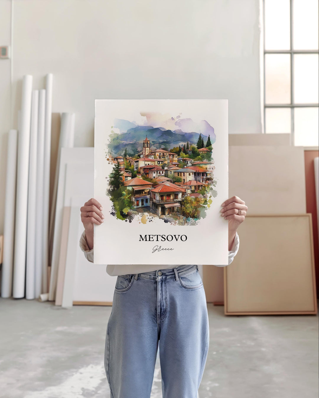 Metsovo Wall Art, Epirus Print, Greece Watercolor Art, Metsovo Greece Gift, Travel Print, Travel Poster, Housewarming Gift