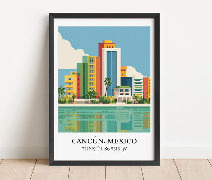 Cancun Mexico Art, Cancun Retro Travel Art, Cancun Home Decor, Cancun Gift, Mexico Travel Art, Travel Prints, Housewarming Gift