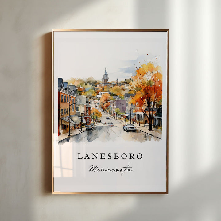 Lanesboro MN wall art - Minnesota, Lanesboro poster print, Lanesboro Wedding gift, Birthday present, Custom Text, Perfect Gift