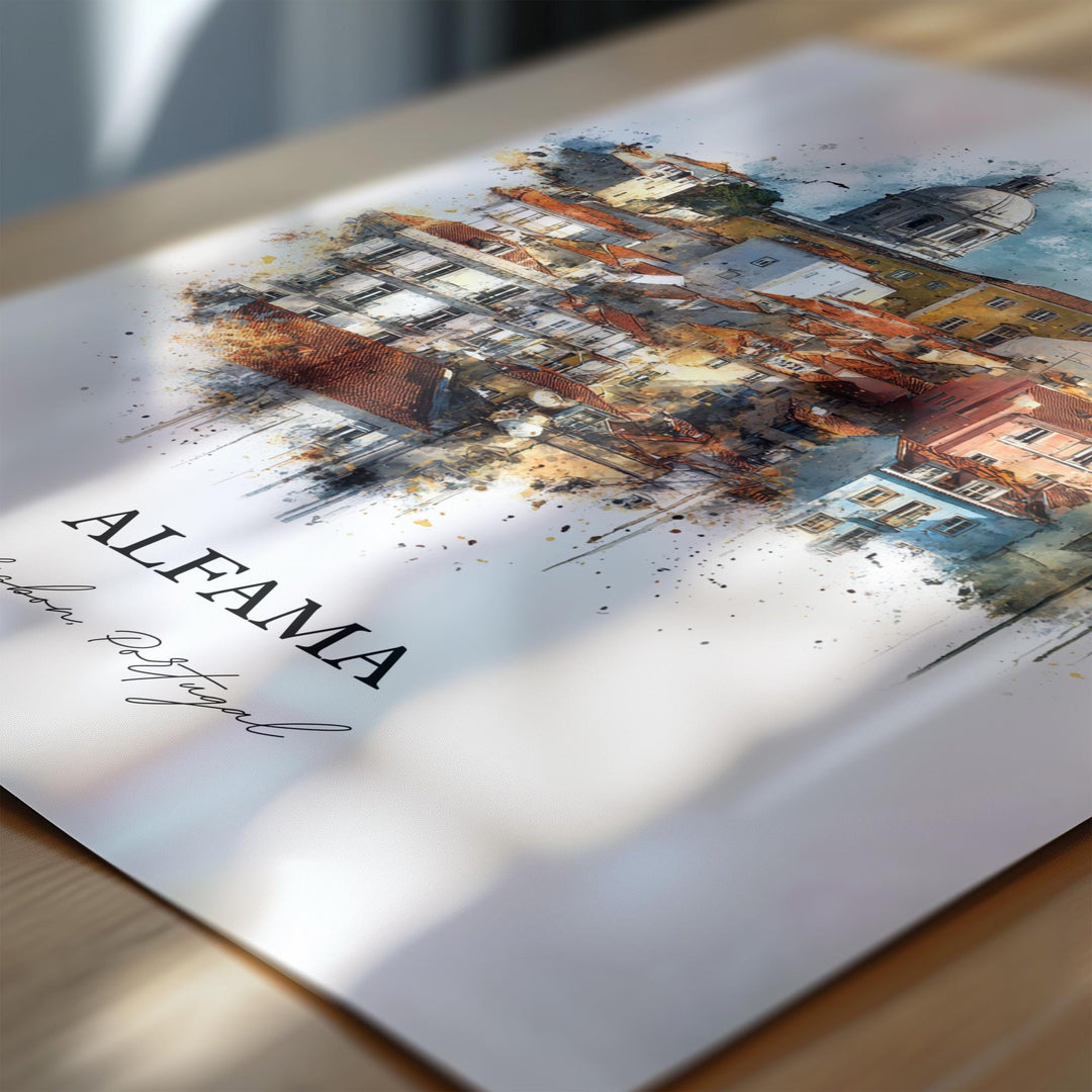 Alfama, Portugal – Watercolor Art Print