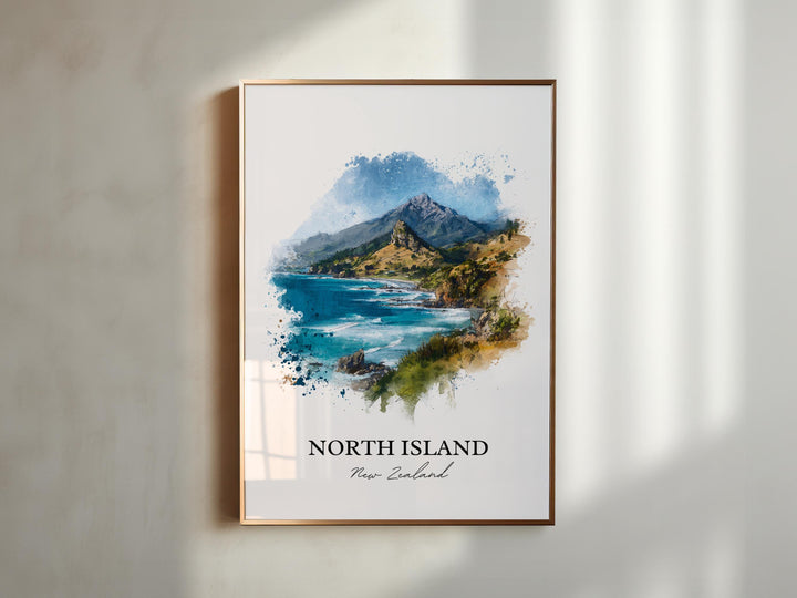North Island, New Zealand – Watercolor Art Print