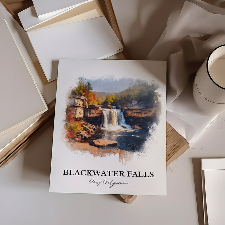 Blackwater Falls Art, Blackwater Falls WV Print, West Virginia Artwork, Thomas WV Gift, Travel Print, Travel Poster, Housewarming Gift
