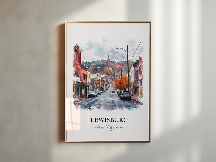Lewisburg WV Wall Art, Lewisburg Print, West Virginia Watercolor, Lewisburg WV Gift, Travel Print, Travel Poster, Housewarming Gift
