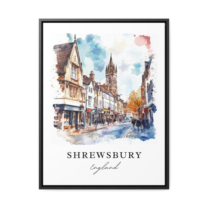 Shrewsbury England Wall Art, Shrewsbury Print, Shropshire Watercolor Art, Shrewsbury UK Gift,