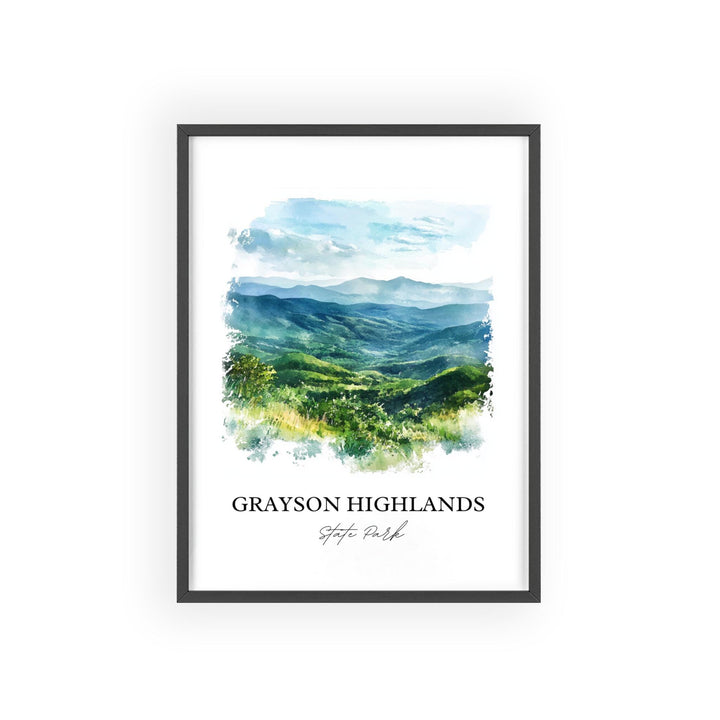 Grayson Highlands Art, Mouth of Wilson Print, Virginia Watercolor, Grayson Highlands VA Gift, Travel Print, Travel Poster, Housewarming Gift