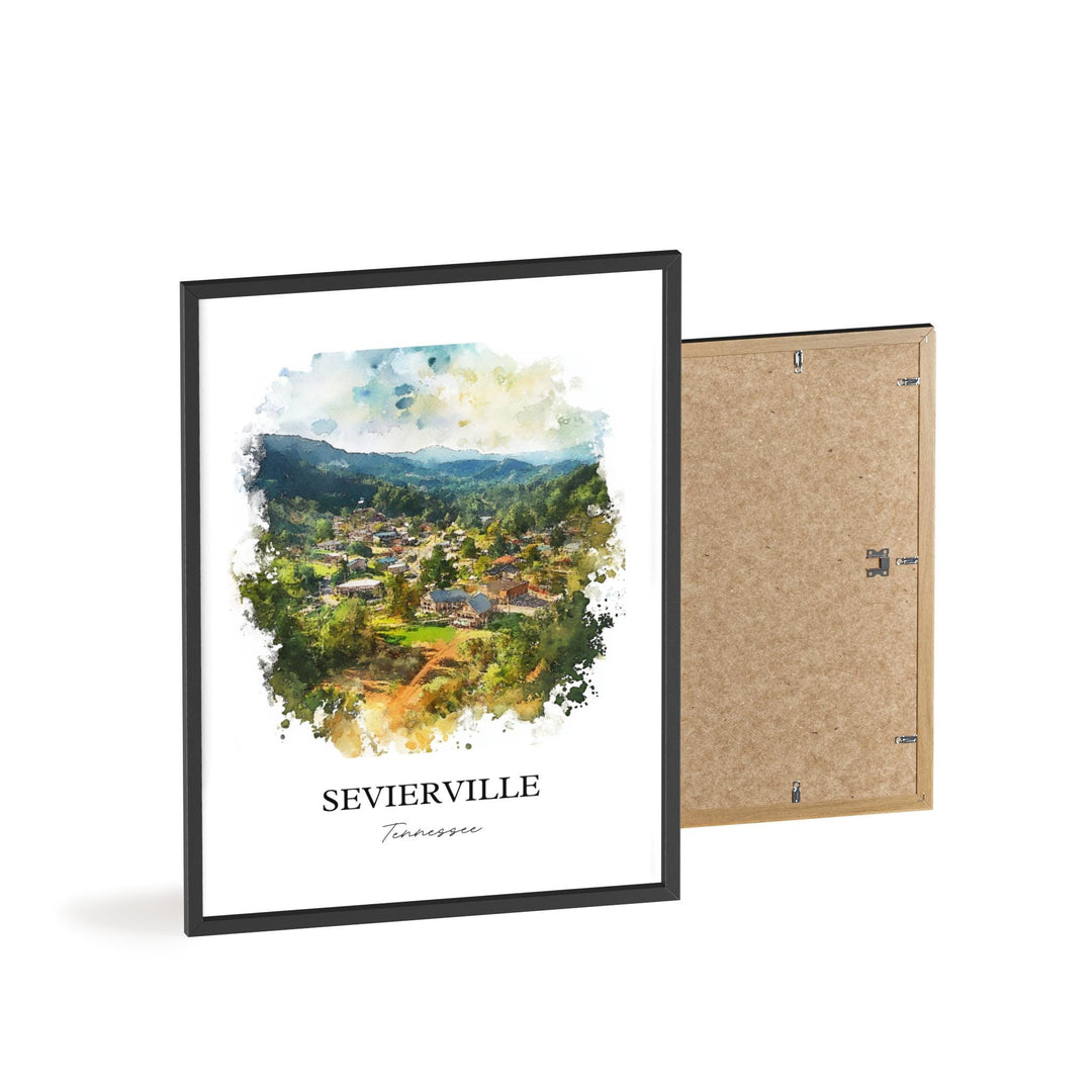 Sevierville TN Wall Art, Great Smoky Mountains Print, TN Watercolor Art, Sevierville Gift, Travel Print, Travel Poster, Housewarming Gift