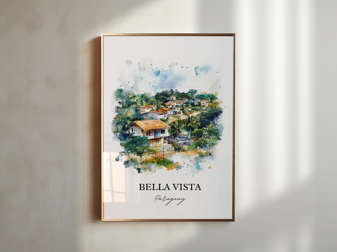 Bella Vista Paraguay Wall Art, Bella Vista Print, Paraguay Watercolor Art, Paraguay Gift, Travel Print, Travel Poster, Housewarming Gift