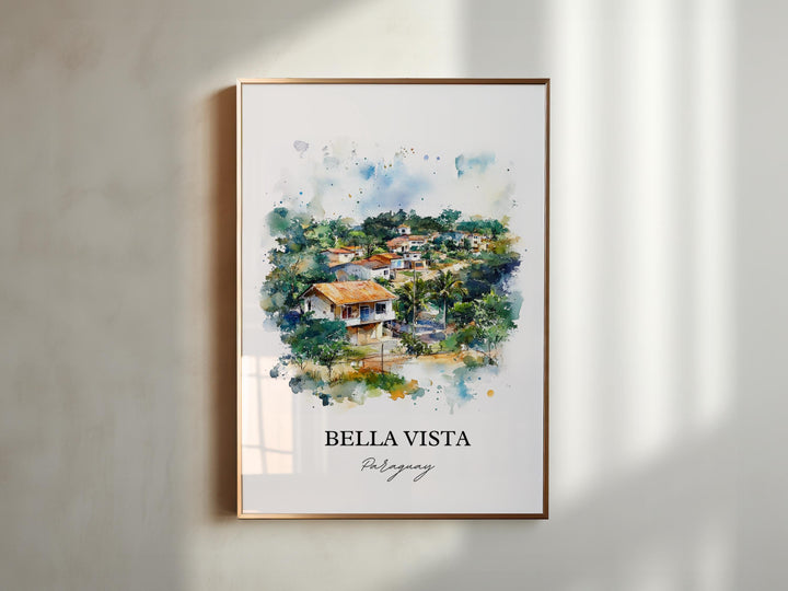 Bella Vista Paraguay Wall Art, Bella Vista Print, Paraguay Watercolor Art, Paraguay Gift, Travel Print, Travel Poster, Housewarming Gift