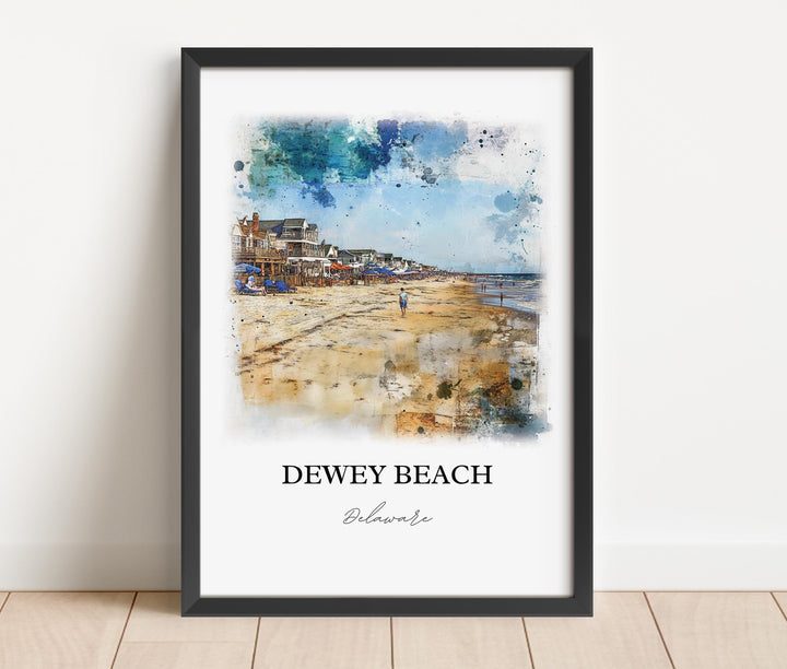 Dewey Beach Art, Sussex County County Print, Delaware Watercolor Art, Dewey Beach DE Gift, Travel Print, Travel Poster, Housewarming Gift