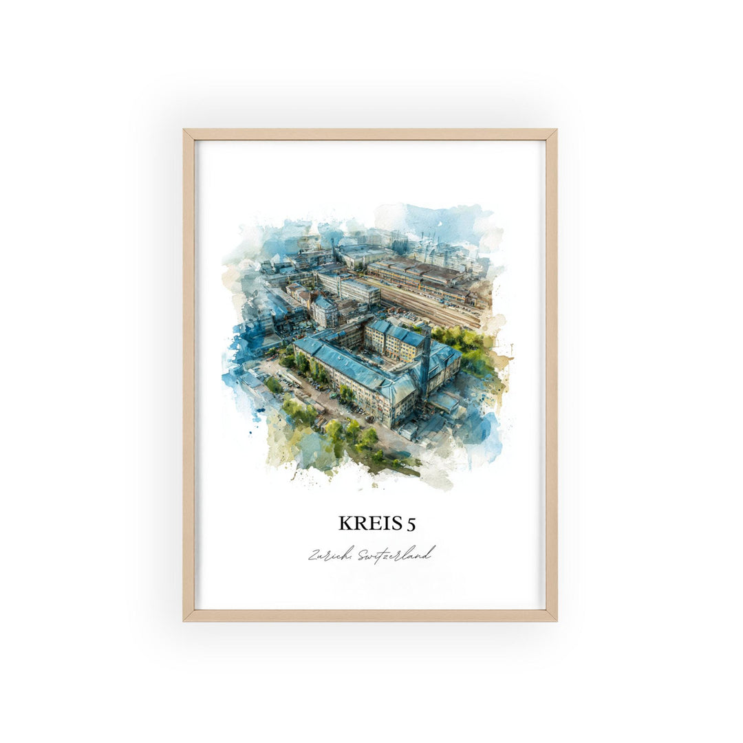 Kreis 5 Zurich Wall Art, Zurich Print, Zurich Watercolor Art, Zurich Switzerland Gift, Zurich Travel Print, Travel Poster, Housewarming Gift
