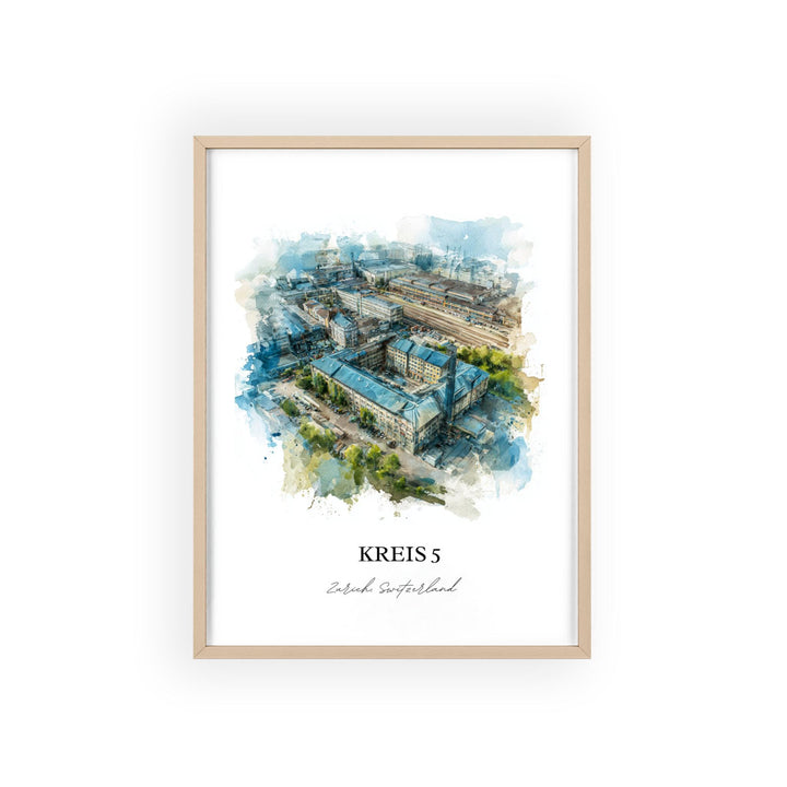 Kreis 5 Zurich Wall Art, Zurich Print, Zurich Watercolor Art, Zurich Switzerland Gift, Zurich Travel Print, Travel Poster, Housewarming Gift