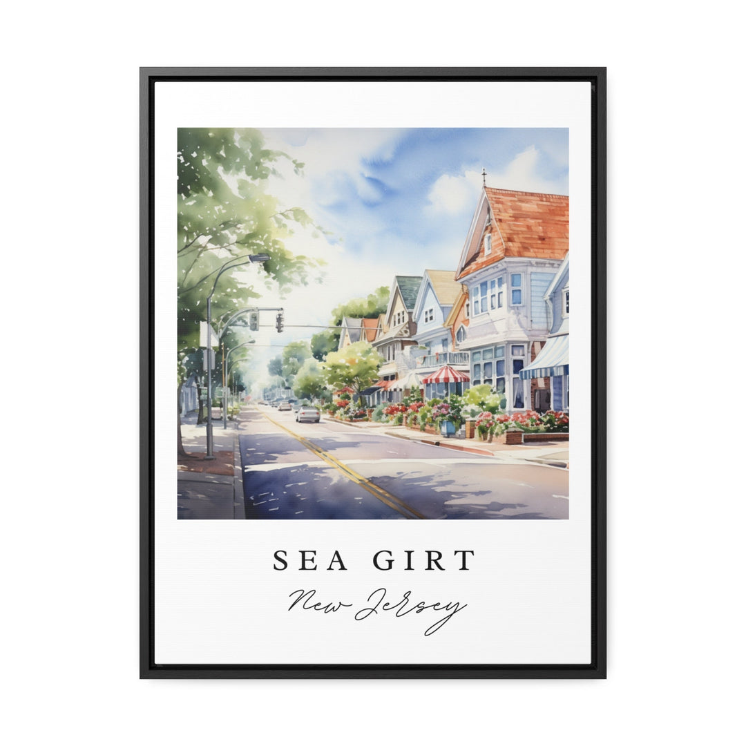 Sea Girt traditional travel art - Jersey Shore, Sea Girt poster, Wedding gift, Birthday present, Custom Text, Personalized Gift